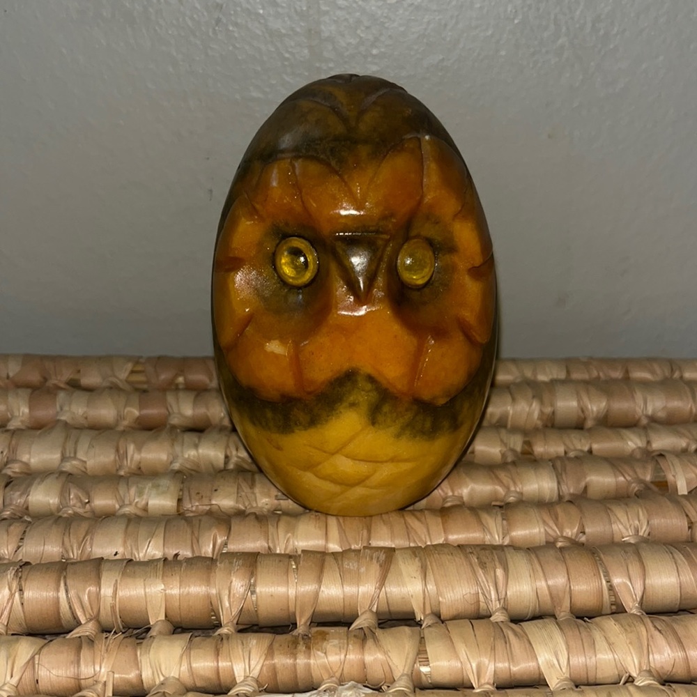 Vintage Italian Made Alabaster Owl Figurine Paperweight